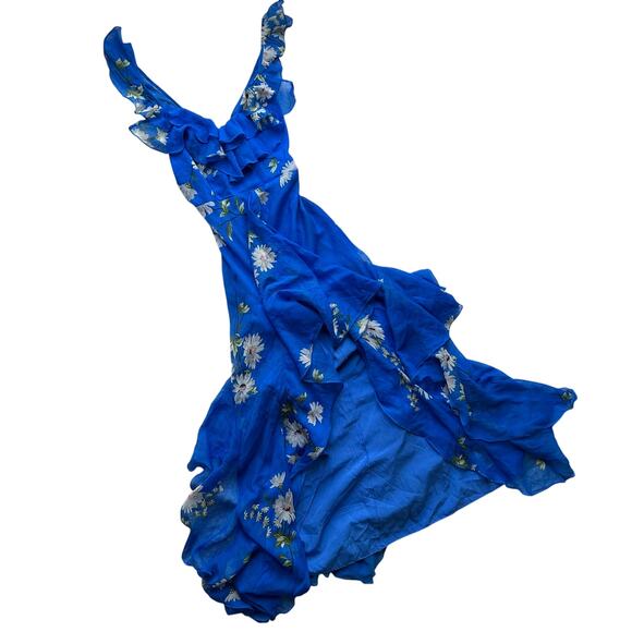 ASOS Dresses & Skirts - Asos Design Blue Ruffle Trim Dipped Hem Maxi Dress US Size 4